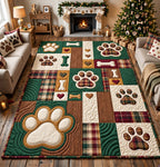 Christmas Paw Patchwork area rug in a living room