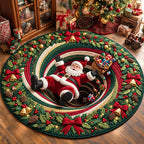 Christmas Portal Round Mat Rug - Seasonal Design | Festive Home Decor - washable non-slip printed rug