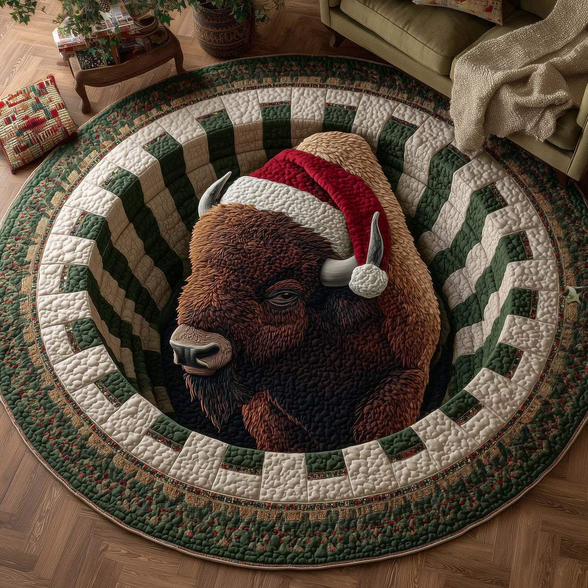 Christmas Prairie Round Mat Rug - Nature Design | Serene Home Decor