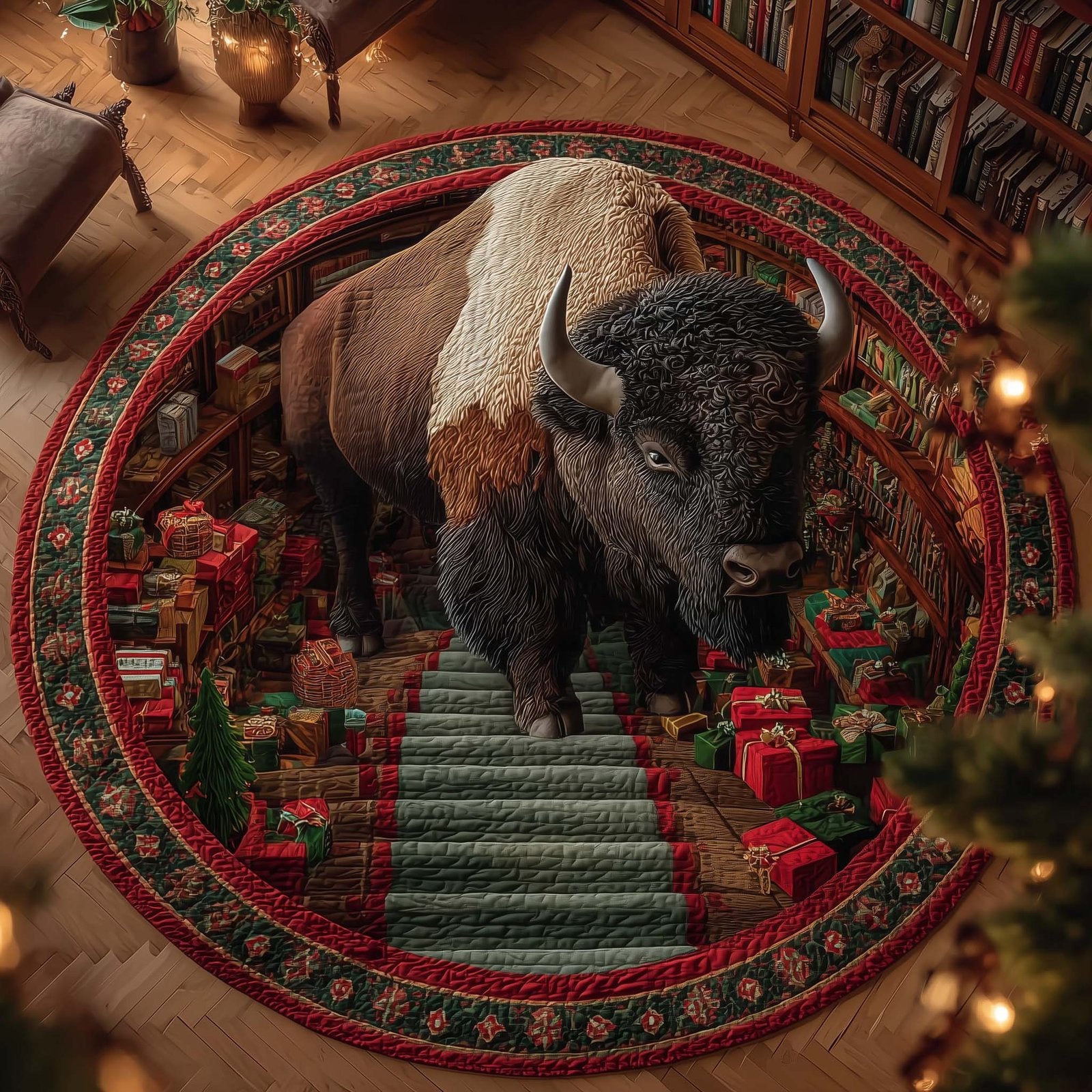 Christmas Prairie Round Mat Rug - Nature Design | Serene Home Decor