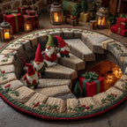 Christmas Round Mat Rug - washable non-slip printed rug