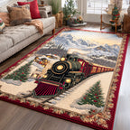 Christmas Rail Charm area rug in a living room
