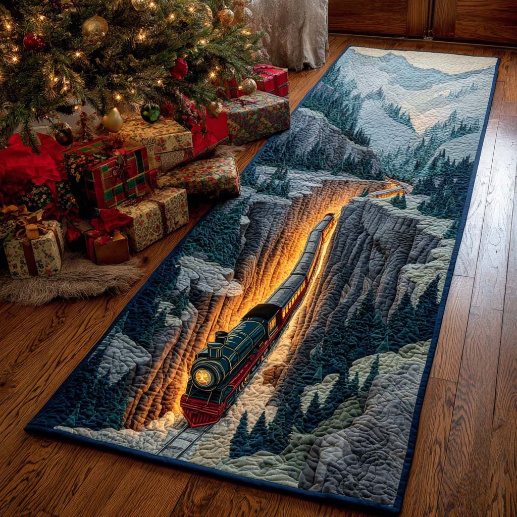 Christmas Rail Magic Runner Carpet Runner Rug - Cute Pet Design | Animal Printed Runner Rug
