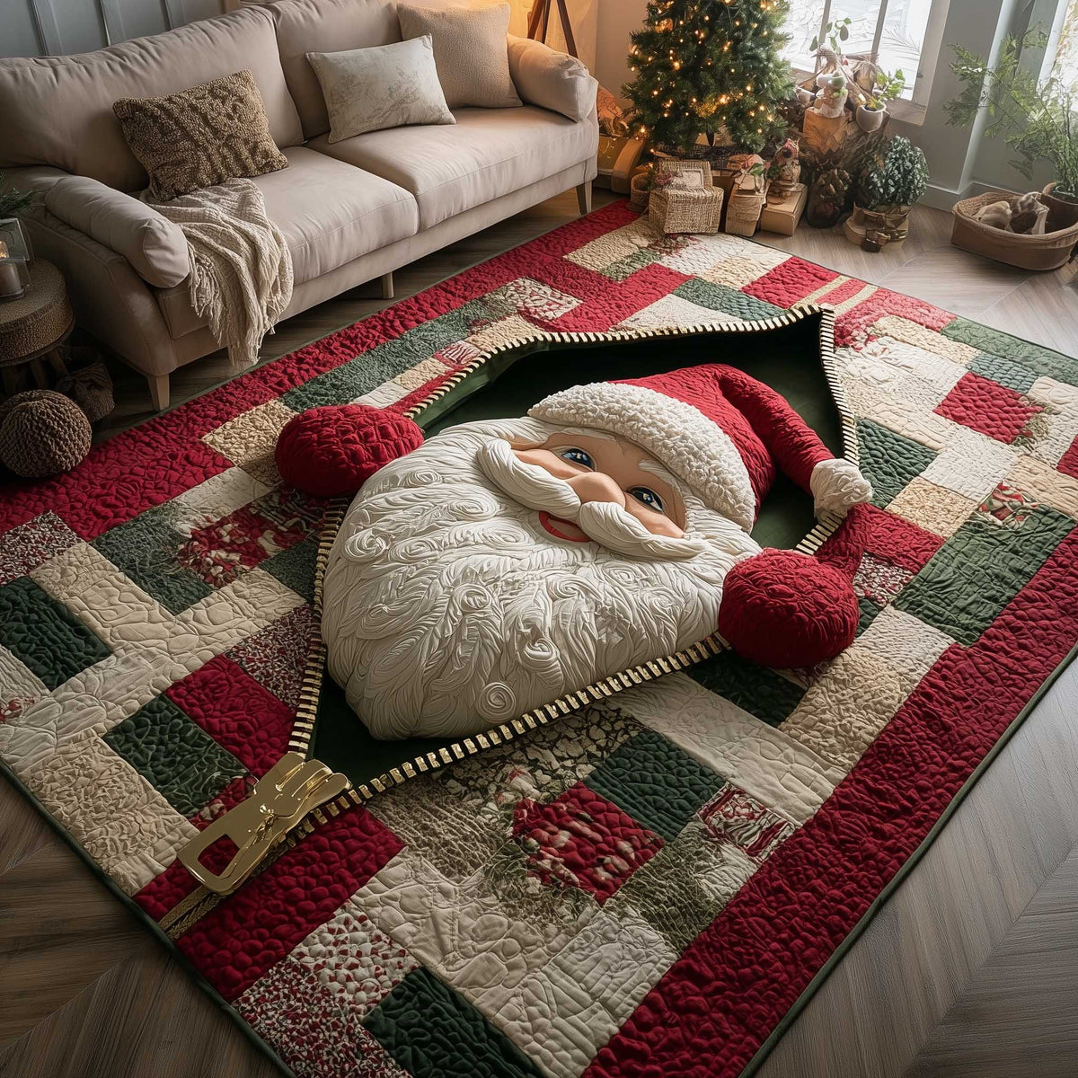 Christmas Santa area rug in a living room