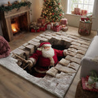 Christmas Santa Journey area rug in a living room