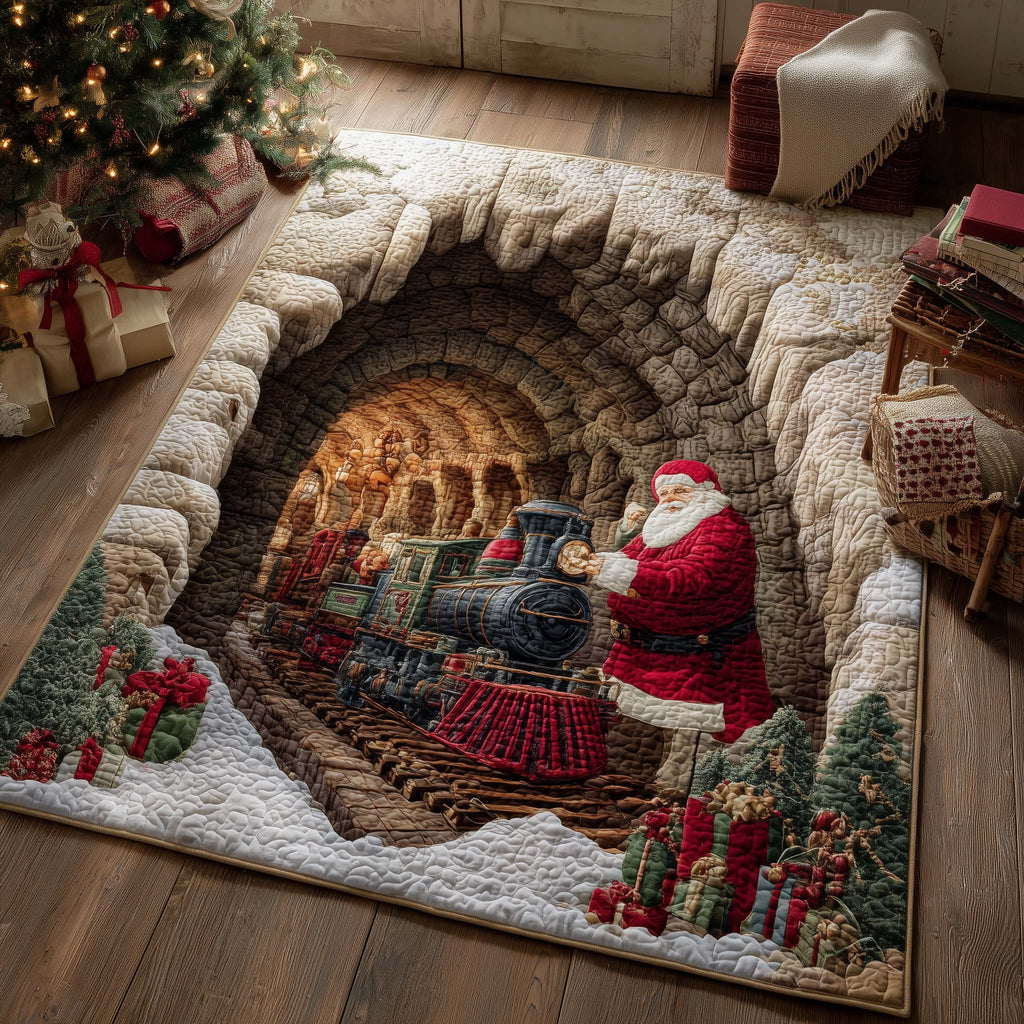 Christmas Santa Journey area rug in a living room