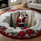 Christmas Santa Round Mat Rug - washable non-slip printed rug