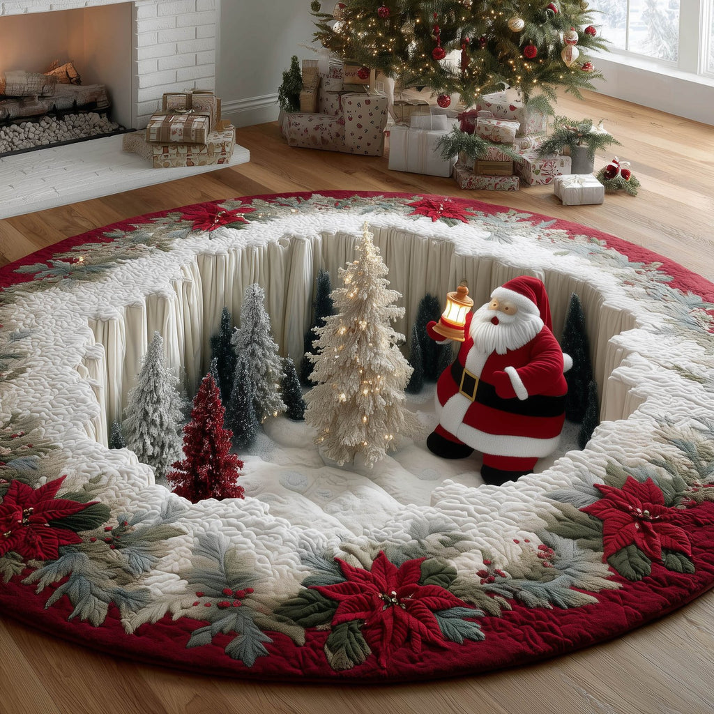 Christmas Santa Round Mat Rug - Nature Design | Serene Home Decor