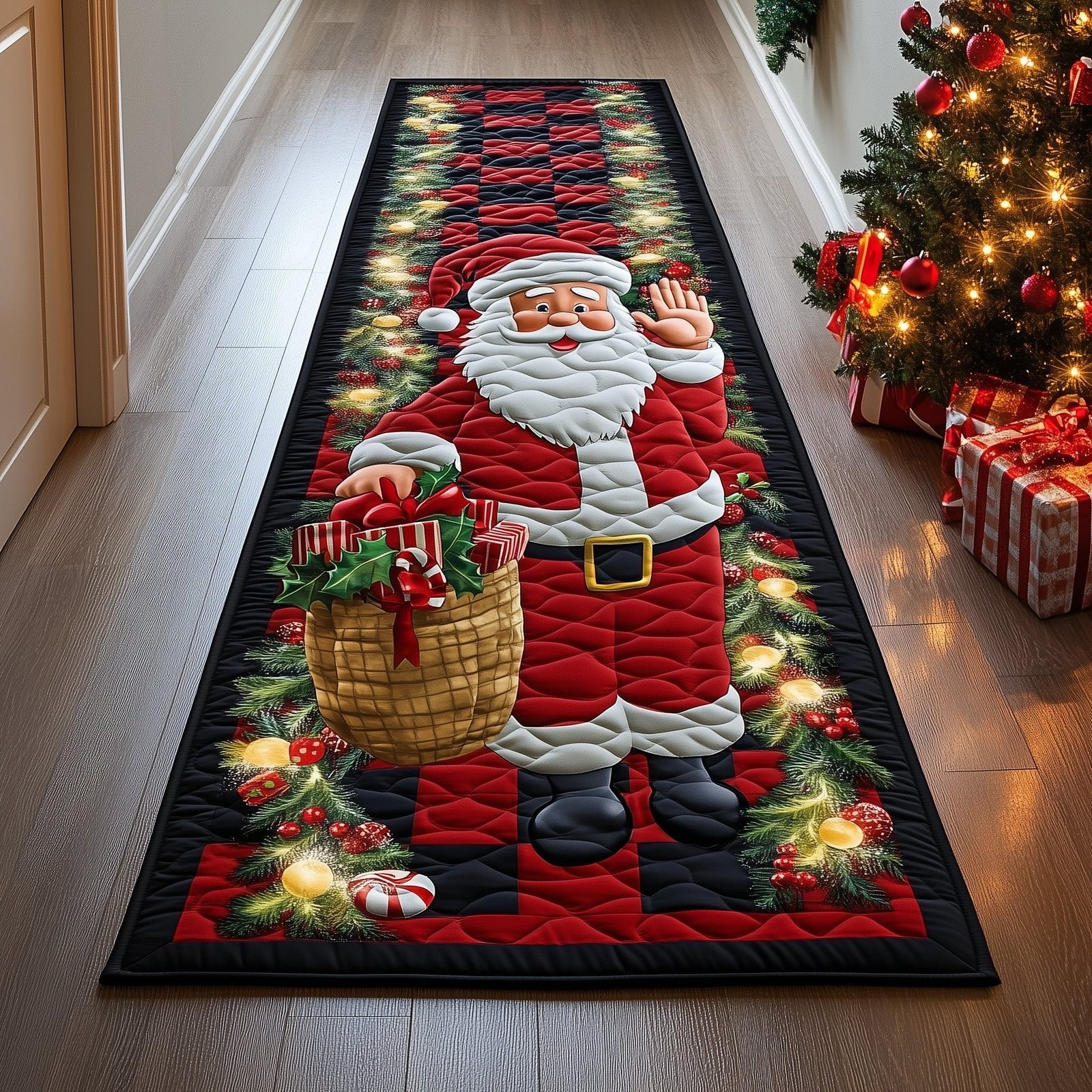 Christmas Santa Runner Rug - Nature Design | Serene Runner Rug