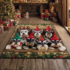 Christmas Schnauzer Crate area rug in a living room