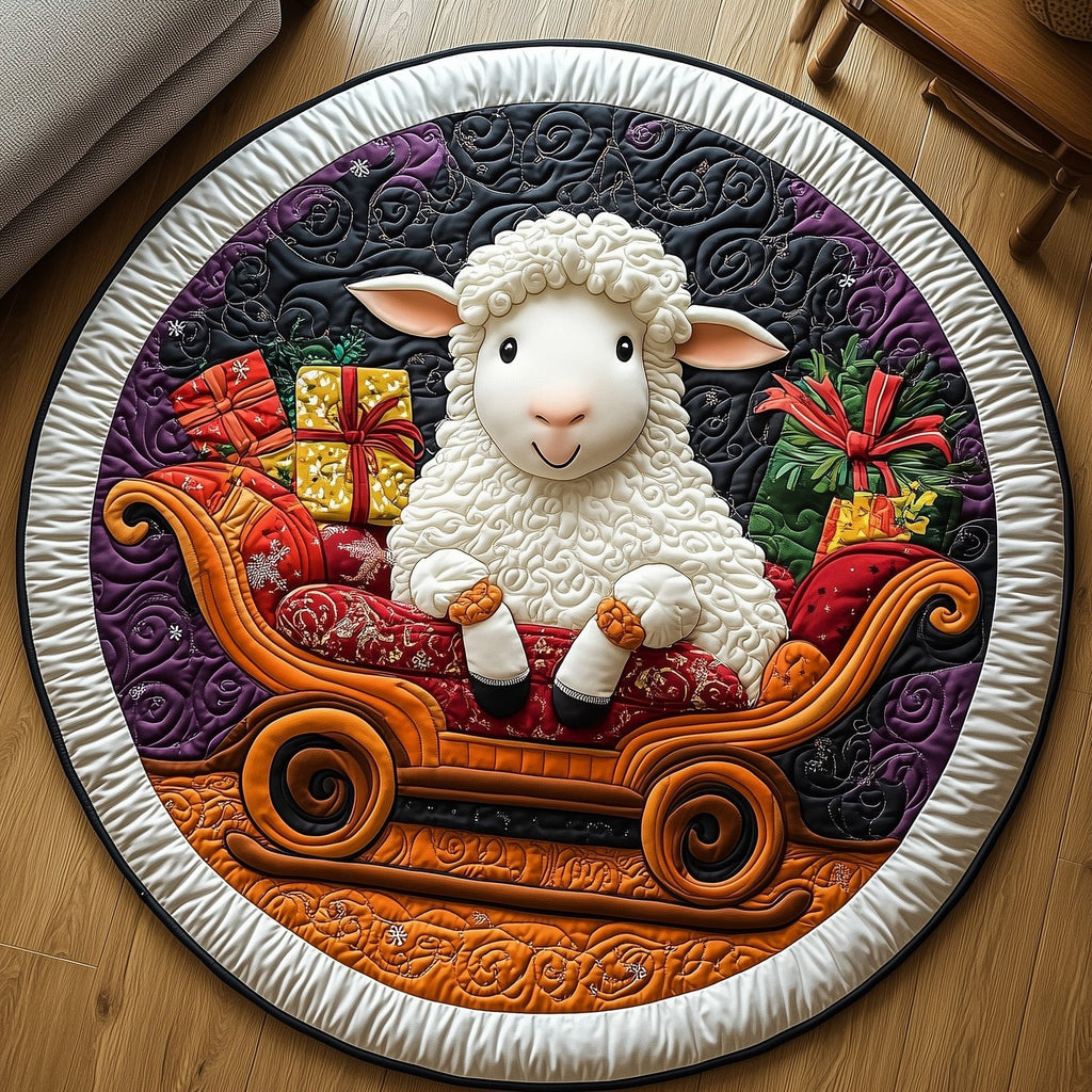 Christmas Sheep Round Mat Rug - Nature Design | Serene Home Decor