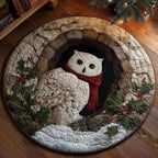 Christmas Snowy Owl Christmas Round Mat Rug - washable non-slip printed rug