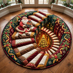 Christmas Spiral Round Mat Rug - Seasonal Design | Festive Home Decor - washable non-slip printed rug