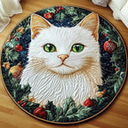 Christmas Spirit Cat Christmas Round Mat Rug - washable non-slip printed rug