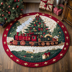 Christmas Toy Train Round Mat Rug - washable non-slip printed rug