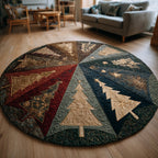 Christmas Tree Wheel Round Mat Rug - washable non-slip printed rug
