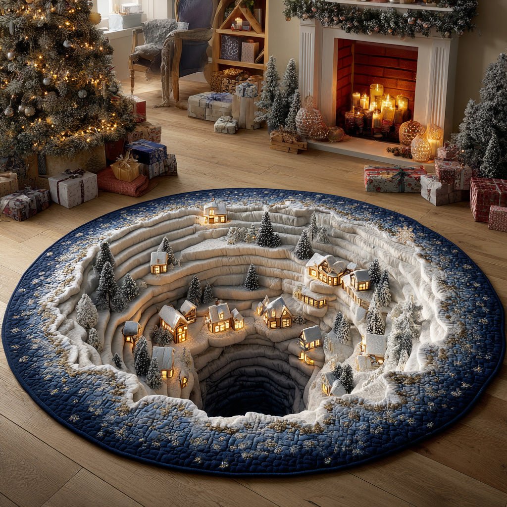 Christmas Village Canyon Round Mat Rug - washable non-slip printed rug