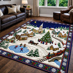 Christmas Village Glow area rug in a living room