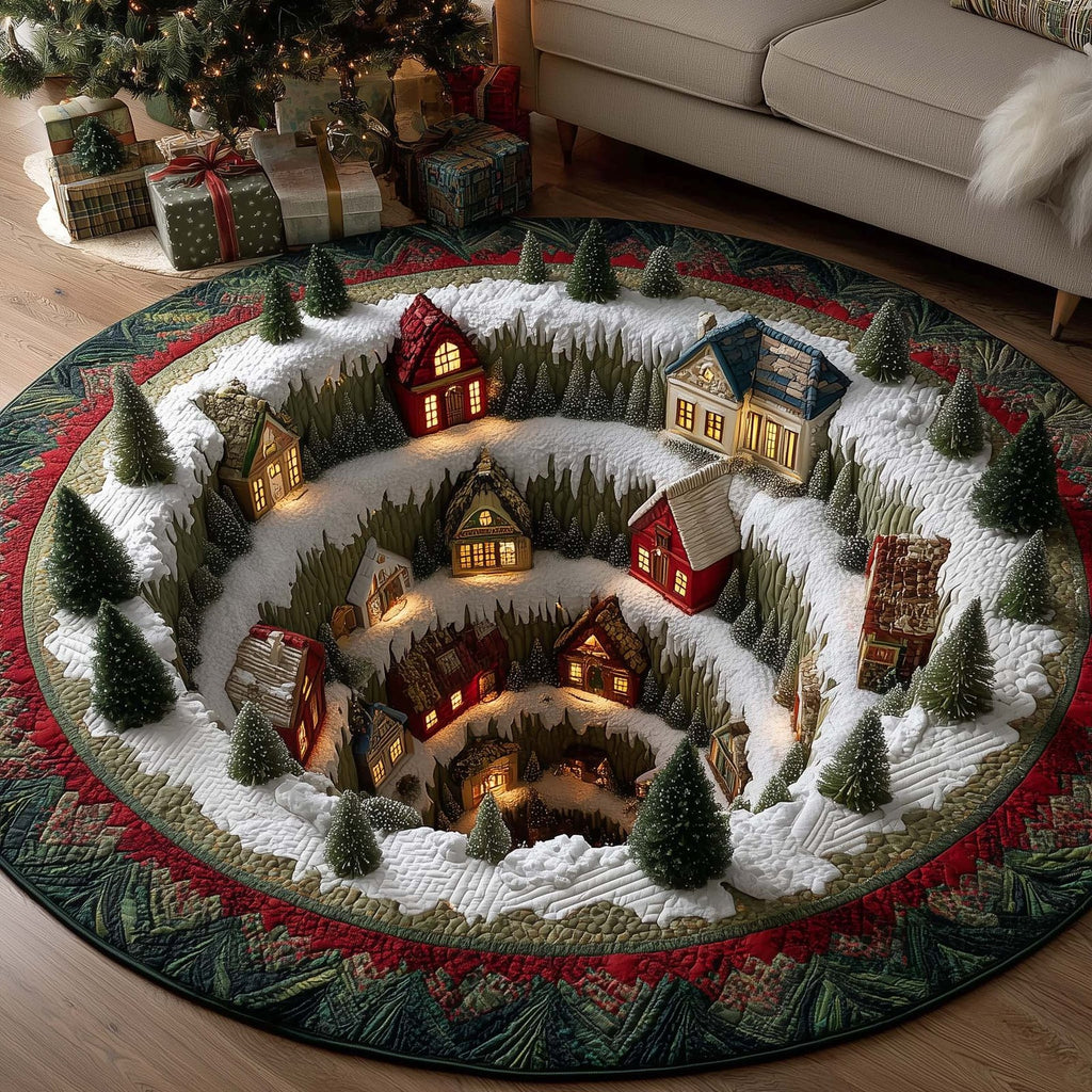 Christmas Village Round Mat Rug - Nature Design | Serene Home Decor