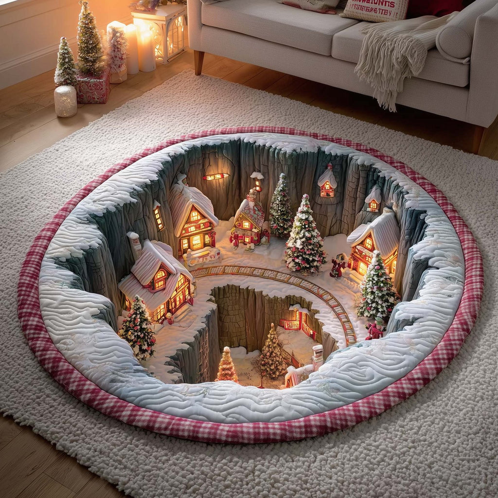 Christmas Village Round Mat Rug - Nature Design | Serene Home Decor