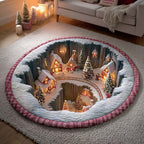 Christmas Village Round Mat Rug - Nature Design | Serene Home Decor