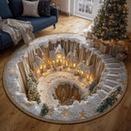 Christmas Village Round Mat Rug - Nature Design | Serene Home Decor