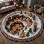 Christmas Village Round Mat Rug - Nature Design | Serene Home Decor