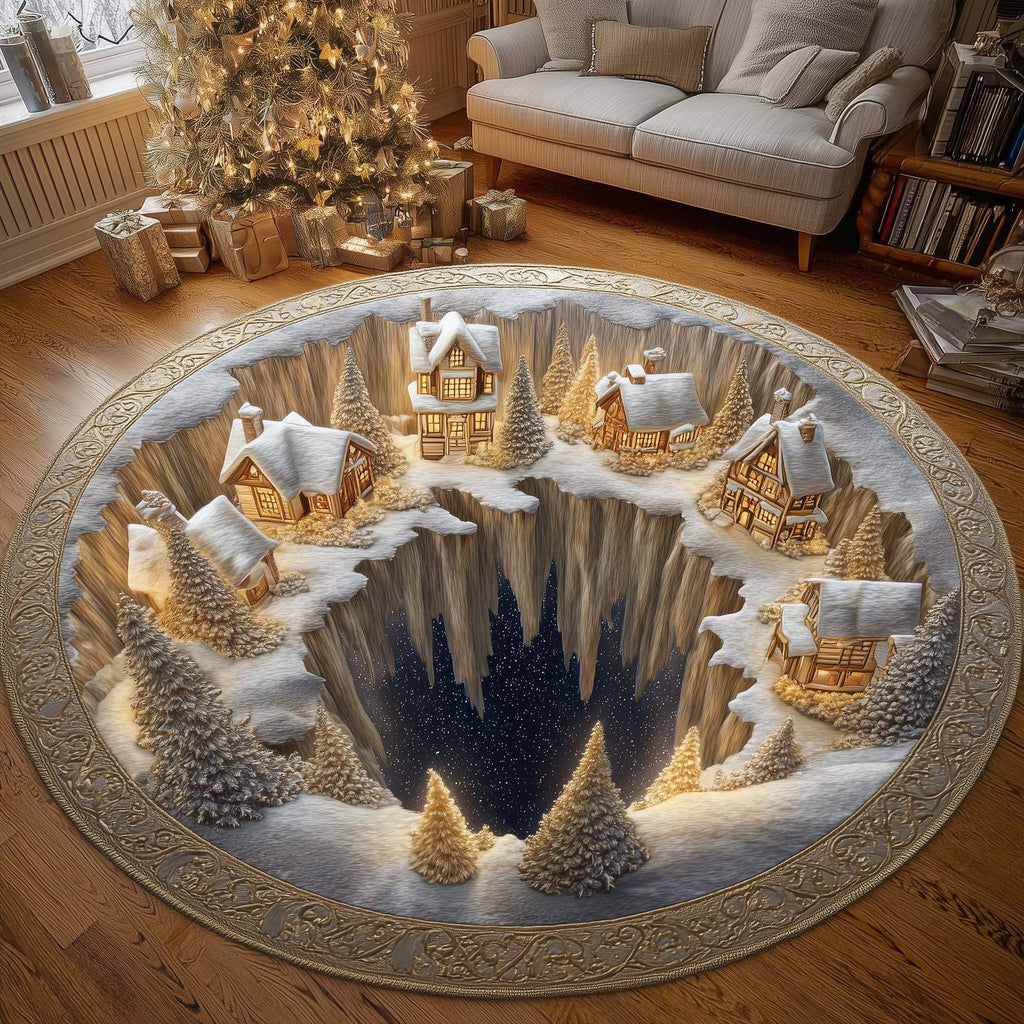 Christmas Village Round Mat Rug - Nature Design | Serene Home Decor
