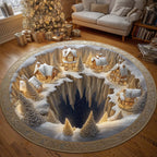 Christmas Village Round Mat Rug - Nature Design | Serene Home Decor
