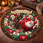 Christmas Vortex Round Mat Rug - Seasonal Design | Festive Home Decor - washable non-slip printed rug
