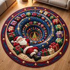 Christmas Vortex Round Mat Rug - Seasonal Design | Seasonal Round Rug - washable non-slip printed rug
