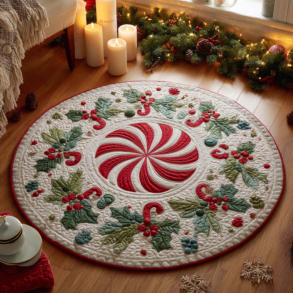Christmas Whirl Round Mat Rug