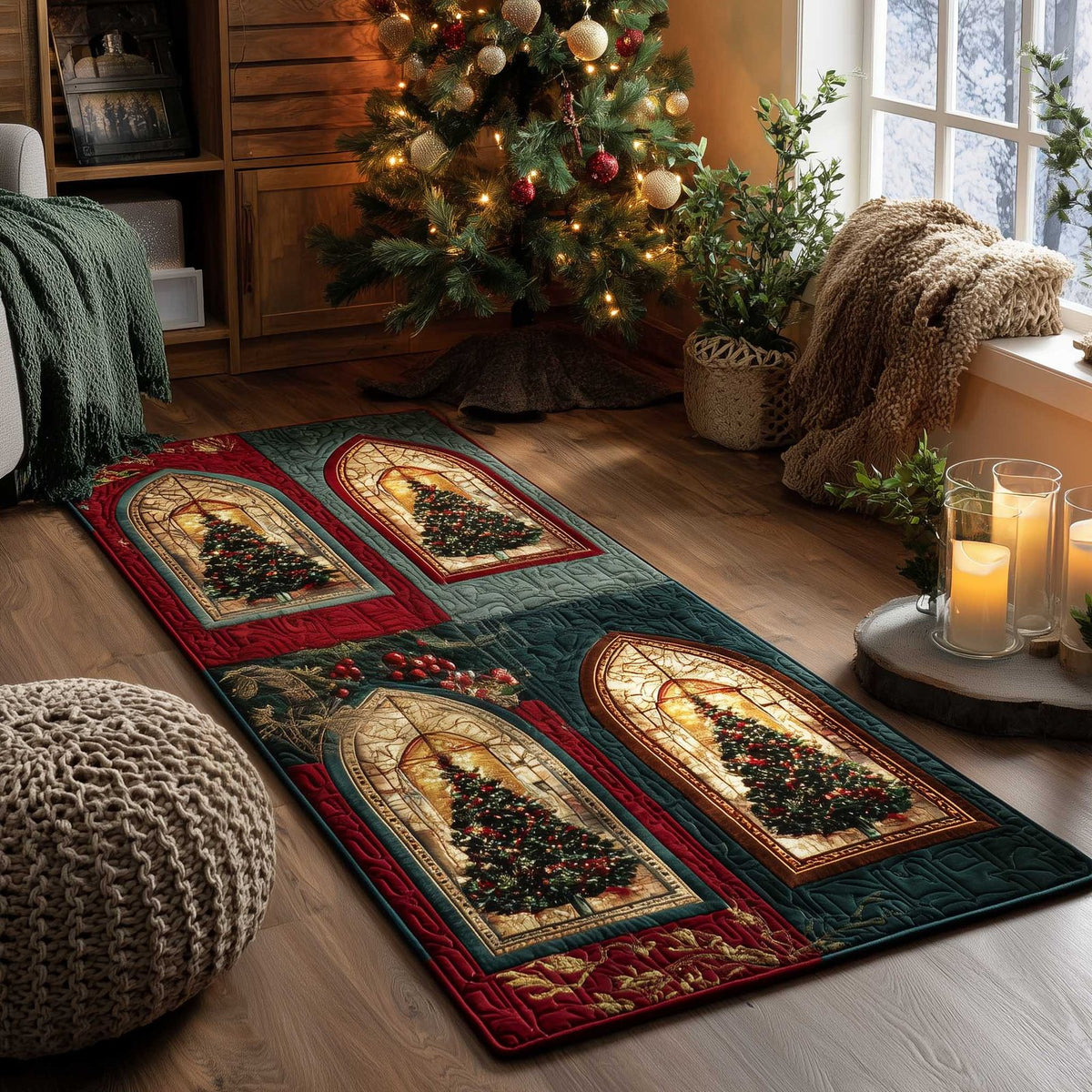 Christmas Window Runner Rug - Nature Design | Serene Runner Rug