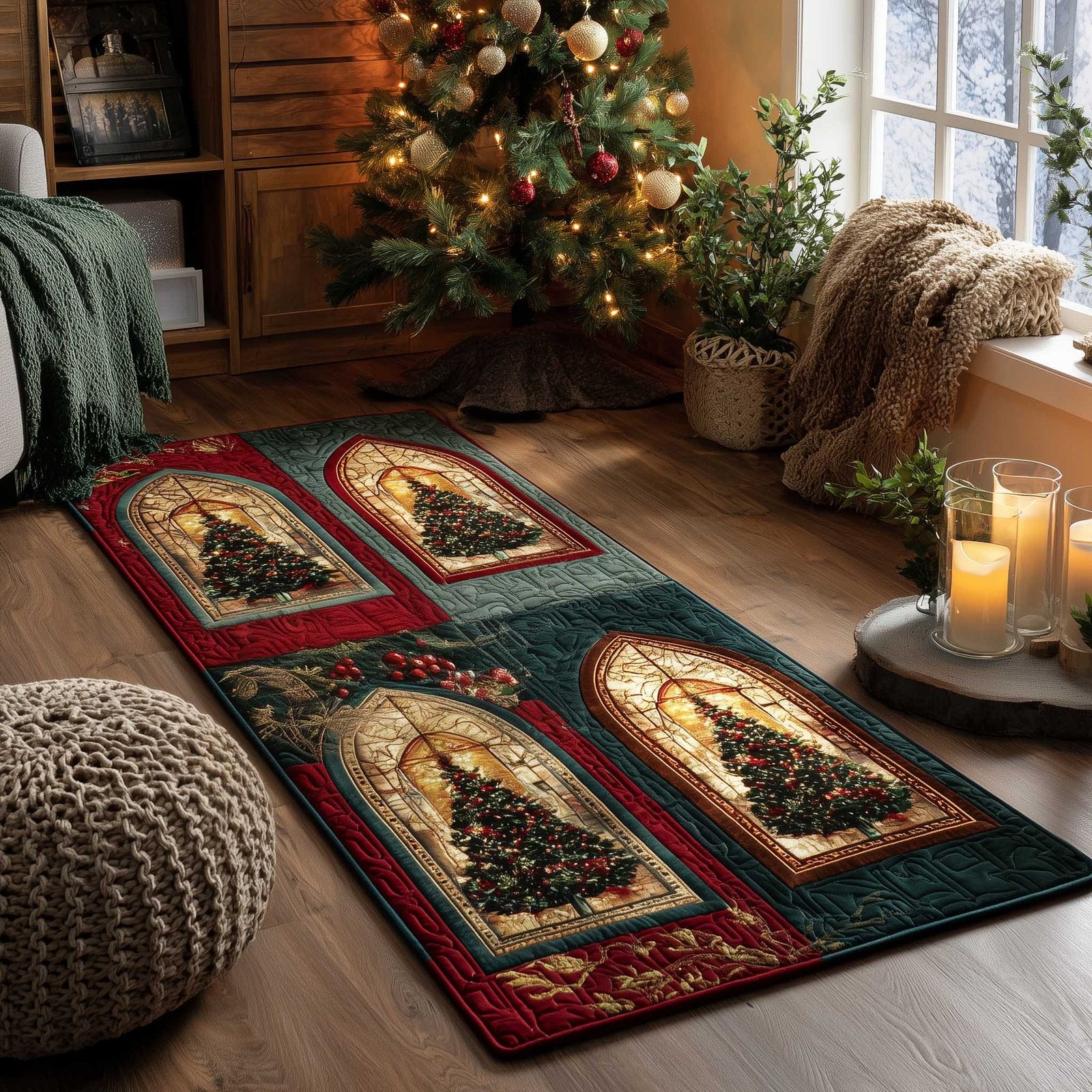 Christmas Window Runner Rug - Nature Design | Serene Runner Rug
