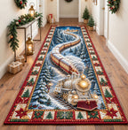 Christmas Winter Express Runner Rug - Seasonal Design | Festive Runner Rug - washable non-slip printed rug