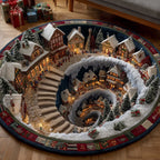 Christmas Wonderland Round Mat Rug - washable non-slip printed rug