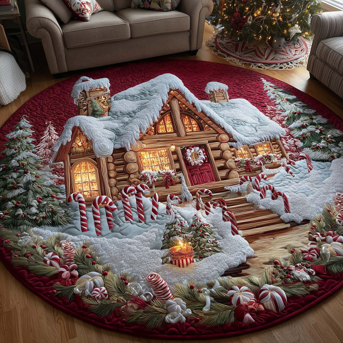 Christmas Wonderland Round Mat Rug - Nature Design | Serene Home Decor