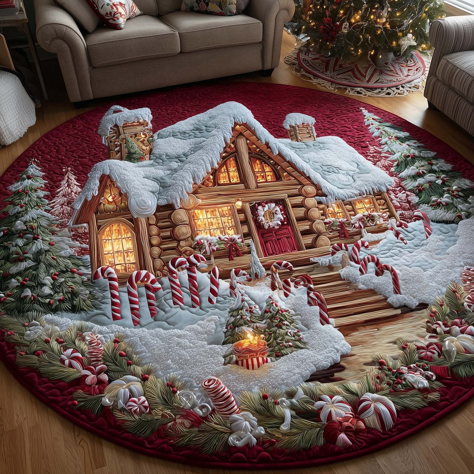 Christmas Wonderland Round Mat Rug - Nature Design | Serene Home Decor