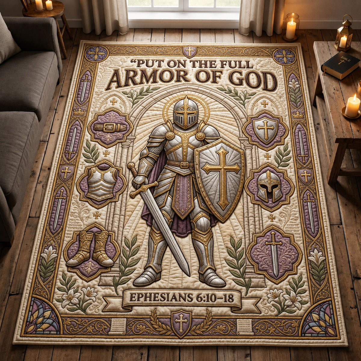 Chritian Faith area rug in a living room