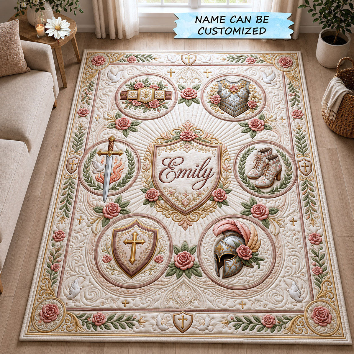 Chritian Faith Area Rug QTCUZ area rug in a living room