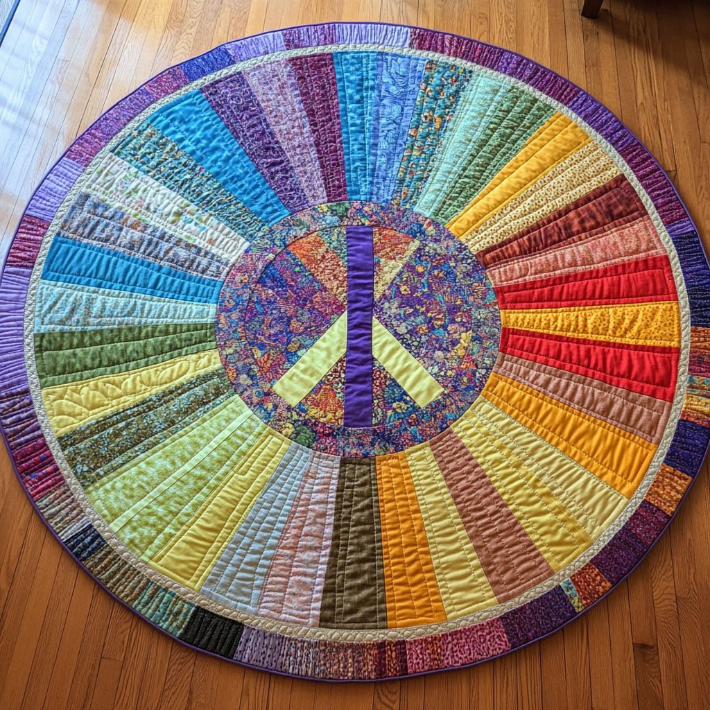 Chromatic Charm Round Mat Rug - washable non-slip printed rug