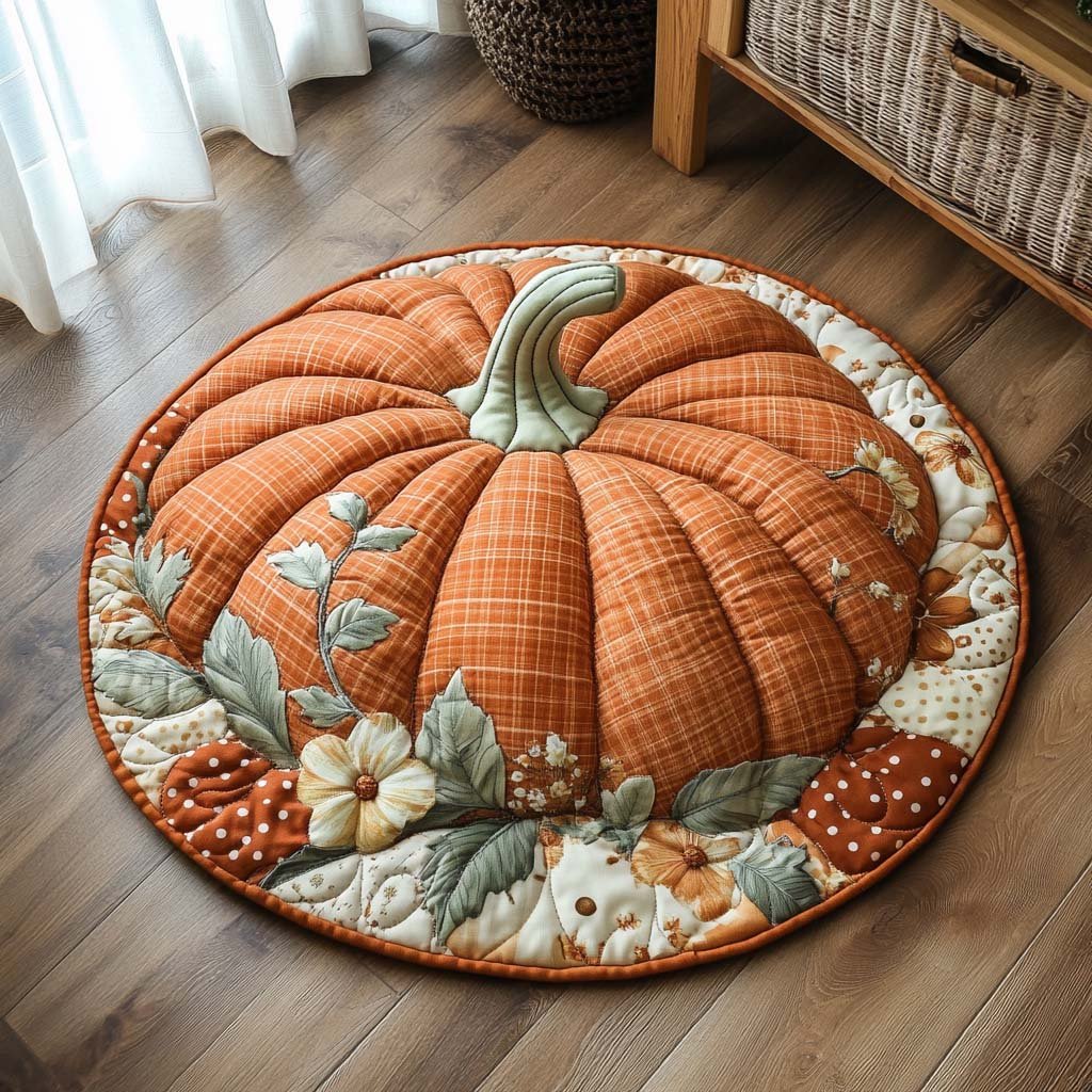 Cider Glow Round Mat Rug - washable non-slip printed rug