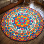 Cinco Fiesta Round Mat Rug - washable non-slip printed rug