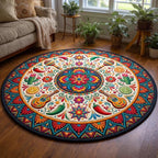 Cinco Party Round Mat Rug - washable non-slip printed rug