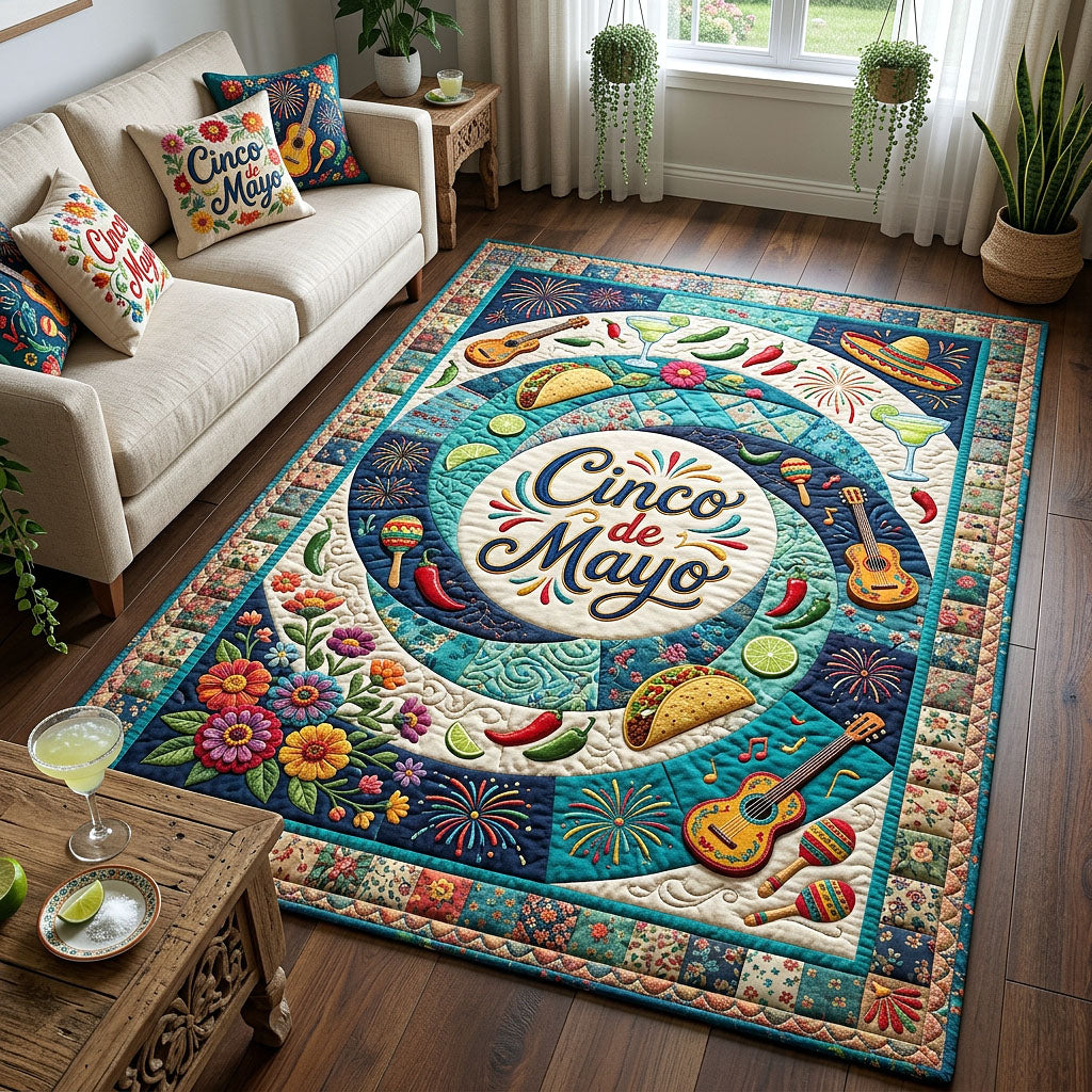 Cinco de Mayo area rug in a living room