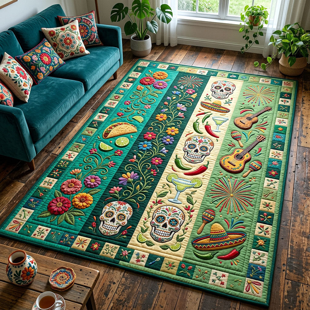 Cinco de Mayo area rug in a living room
