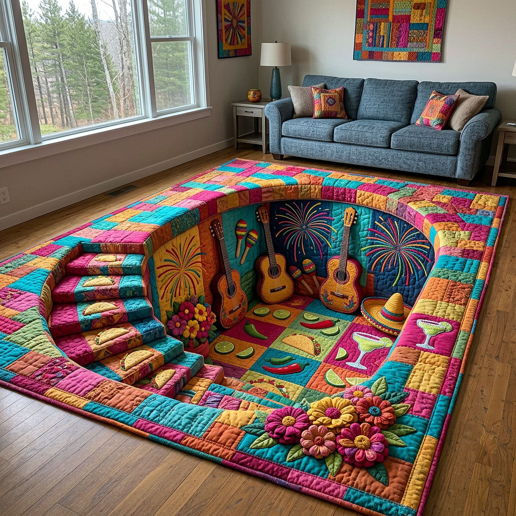 Cinco de Mayo area rug in a living room