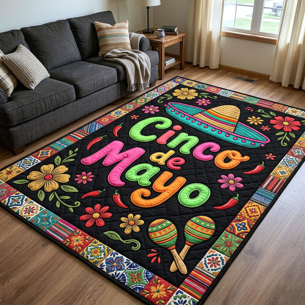 Cinco de Mayo area rug in a living room