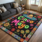 Cinco de Mayo area rug in a living room
