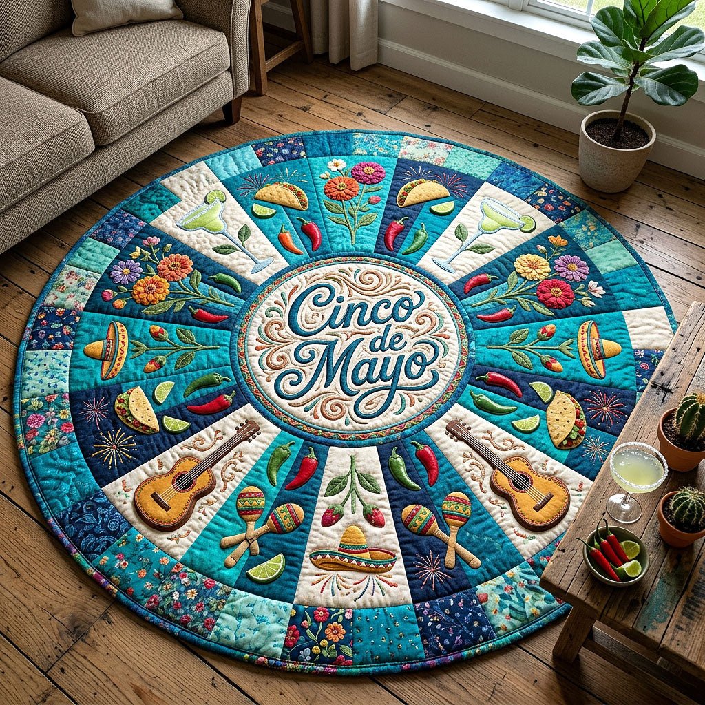 Cinco de Mayo Round Mat Rug - washable non-slip printed rug
